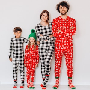 Matching Family Christmas Pajamas 2024, Red Family Christmas Pjs, Holiday Pajamas, Xmas Buffalo Jammies,Giftful Family Christmas,Ski Pajamas