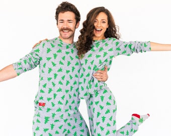 Christmas Pajamas For Couples Matching, Holiday Pajamas, Unique Gifts For Couple, Christmas Tree Jammies, Fiance Gifts For Him, Xmas Pjs Set
