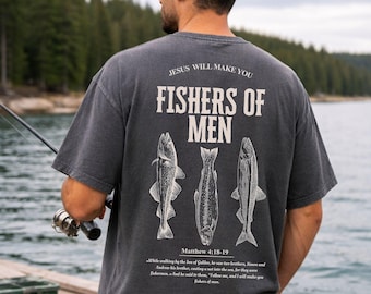 Comfort Colors® Fischer von Männern Shirt Christliches Angeln Shirt Vatertagsgeschenk Glaube basiert Fischer Shirt Jesus Shirt für Männer Outdoor Geschenk
