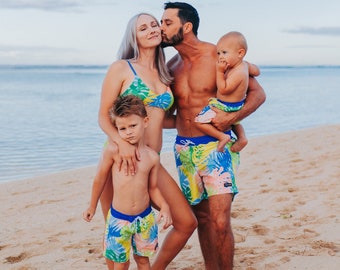 Matching Family Swimsuits, Family Swimwear, Father Son Matching Swim Trunks, Mommy And Me Bathing Suits, Women Bikini Sets, Family Of 4 Swim