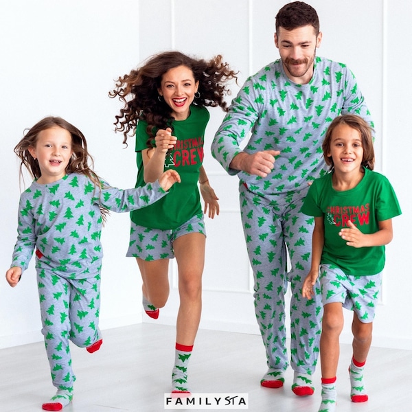 Family pajamas matching Christmas tree- Holiday pajamas for family unique gifts for her - Family clothing Christmas pyjamas best gift