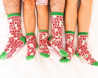 Family Christmas Socks, Matching Christmas Socks, Xmas Socks, Advent Gift, Family Matching Festive Socks, Cotton Crew Socks,Stocking Stuffer
