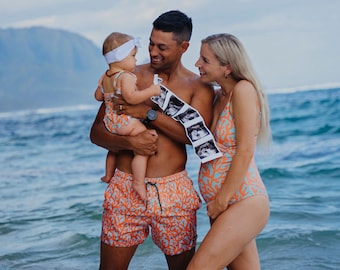 Matching Swimsuits For Family, Family Swimwear, Mommy And Me Bathing Suits, Dad And Me Trunks, Gift For Dad, Gift from Son, Fathers Day Gift