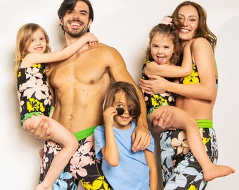 Matching Floral Swimsuits, Family Beach Outfit, Matching Bathing Suits, Family Vacation Wear,Mommy And Me Swimwear,Dad And Son Swim Shorts