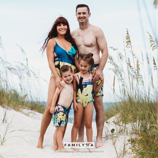 Passender Familienbadeanzug, Familienbadeanzug, Familien-Beachwear, Passende Badehose, Kinderbadeanzug, Daddy und ich Boardshorts, Schwimmset