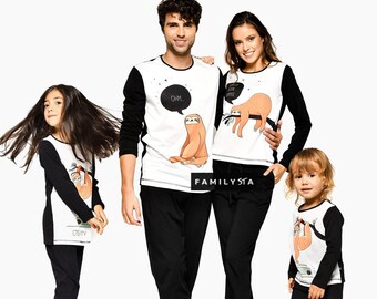 Faultier Schlafanzug, Passendes Familien Pyjamas, Paar Pyjamas, Passendes Pyjamas Outfit, Faultier Pjs, Passende Familie, Partnerlook Schlafanzug, Familien Set