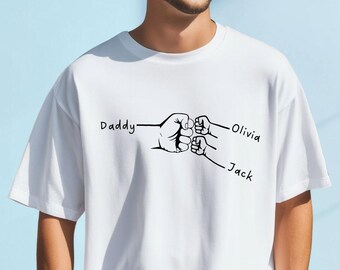 Dad Shirt with Kids Names, Father's Day Gift, New Dad T-Shirt, Custom Papa Gift from Children, Father and Kids Shirt, Sentimental Dad Tee