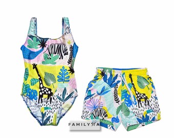 matching baby boy and girl swimsuits
