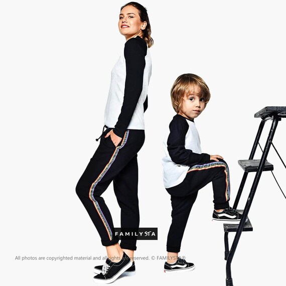 Matching Black Pants Jogger Pants Mommy And Me Outfit Etsy
