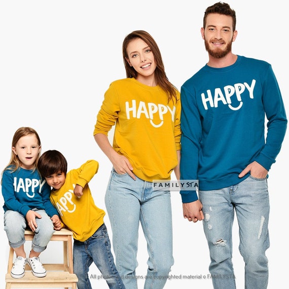 familiar a juego sudaderas felices para la familia - Etsy España