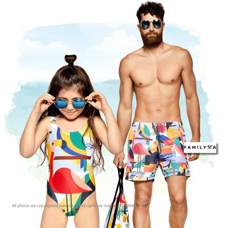 dad and daughter matching swimwear