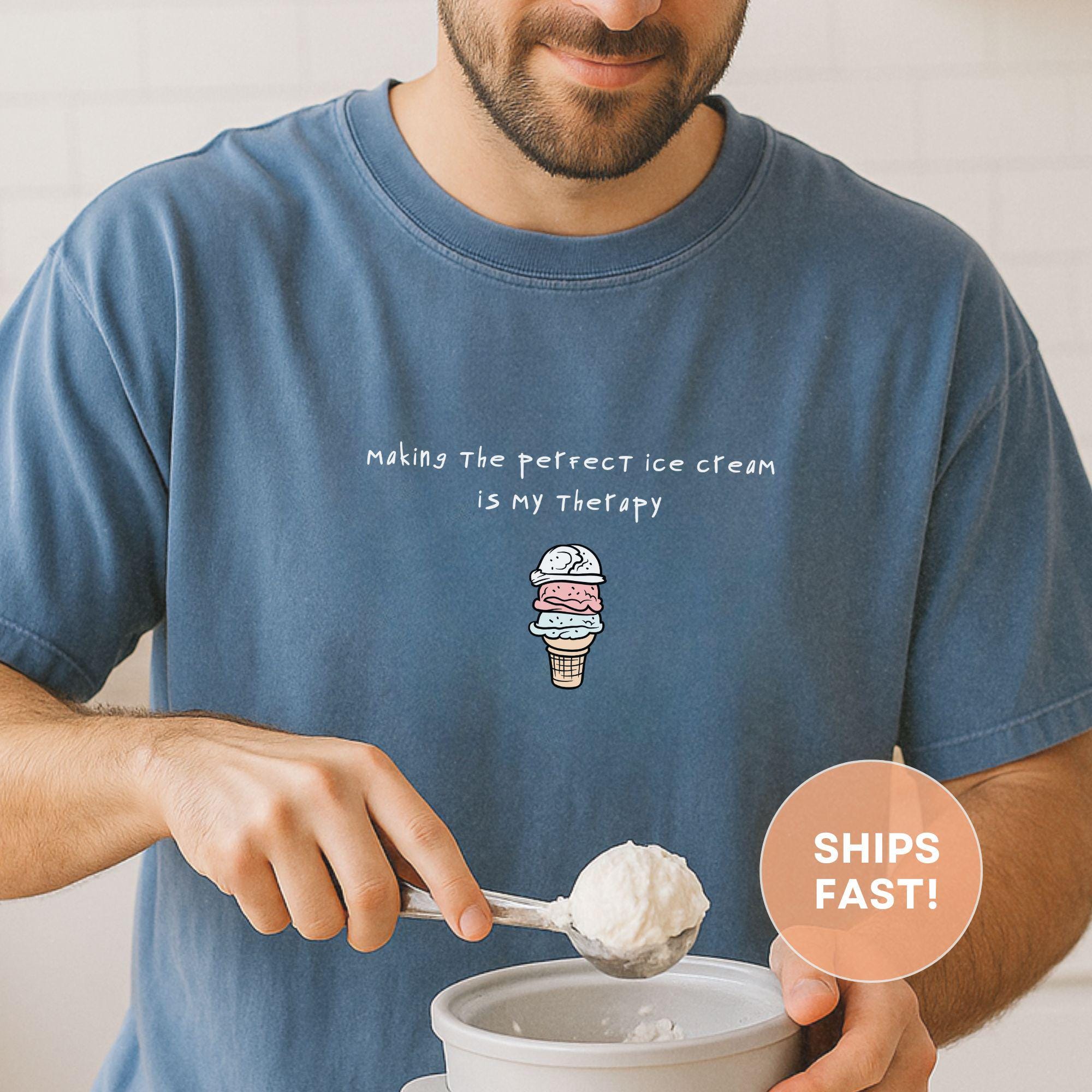 Ice Cream Therapy Shirt, Comfort Colors® Funny Foodie Tee, Making the Perfect Ice Cream Is My Therapy Gift for Dessert Lovers and Birthdays