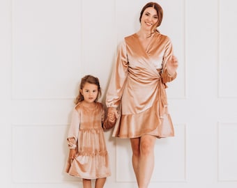 Mommy And Me Wedding Guest Dresses, Matching Velvet Special Occasion Dress, Mother Daughter Outfit, Fashion Gift, Occasion Outfit, Cocktail