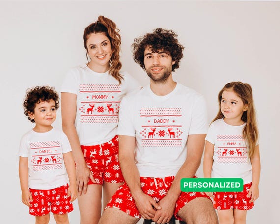 Matching Family Christmas Pajamas Personalized Family Christmas Pjs Holiday Pajamas Xmas Jammies Custom Family Name Christmas Pyjamas Gift
