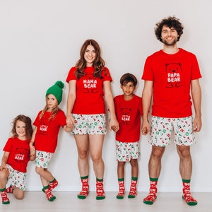 Family Pajamas Christmas With Shorts, Matching Holiday Pajamas, Christmas Crew Pyamas, Christmas Photoshoot, Matching Family Pjs, Mama Bear