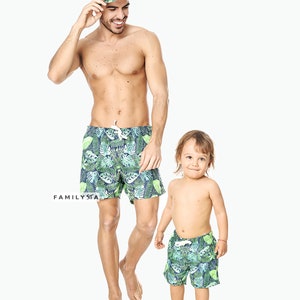 Best Fathers Day Gift, Father Son Matching Swim Trunks, Daddy And Me Bathing Suits, Dad And Son Swimwear, Gift for Dad , New Dad Swim Set image 8