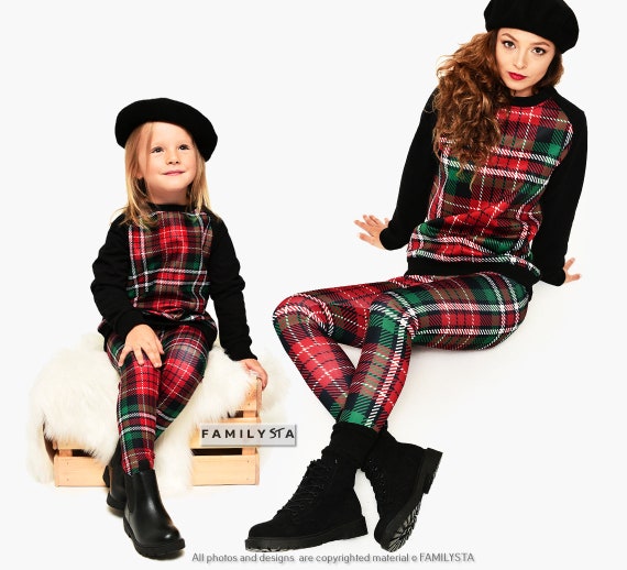 Mommy and Me Christmas Leggings, Matching Tartan Outfit, Holiday Plaid  Leggings, Mother Daughter Outfit, Winter Leggings, New Year Outfit 
