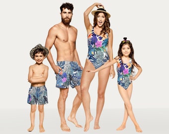Tropical Family Matching Swimwear, Family Swimsuits, Vacation Swimsuits For Family, Family Beachwear, Vacation Outfit, Gift For Family
