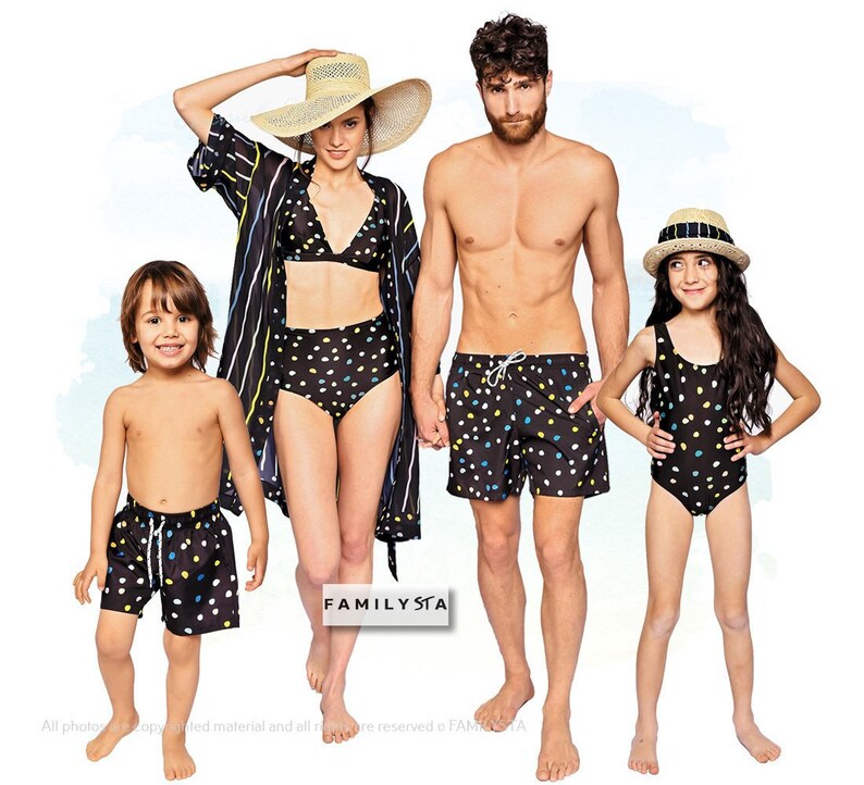 Matching Family Swimsuits, Matching Swimsuits For Couples, Family Bathing Suits, Family Matching Swimwear, Dotted Swimsuit, Father Gift 