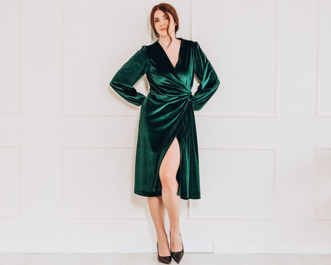 Emerald Green Tartan Xmas Velvet Dress