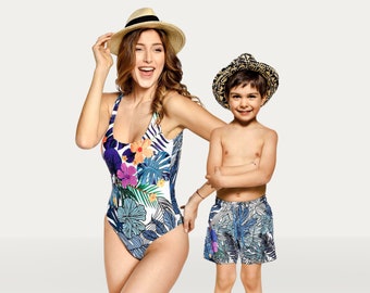 Mommy And Son Matching Swimsuit, Mother Son Matching Swimwear, Matching Mother Son Outfit, Family Beachwear Outfit, Family Vacation Outfits