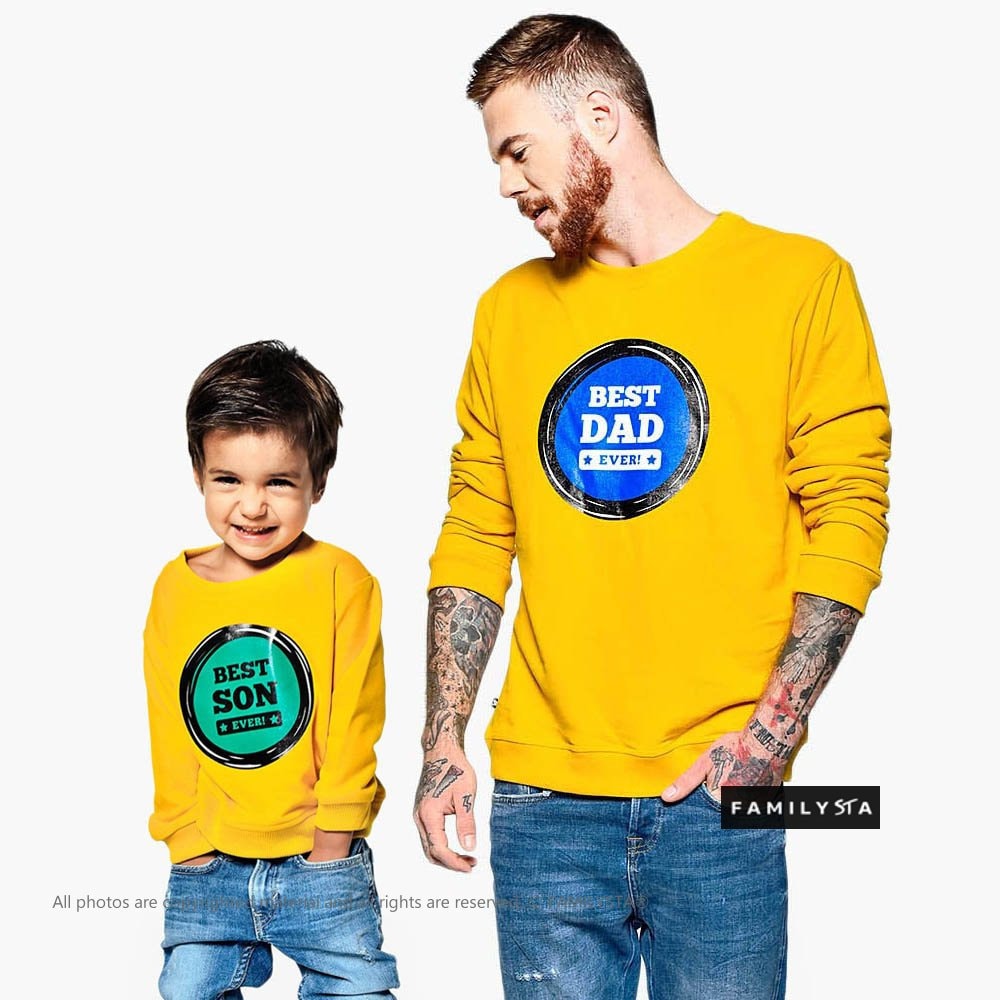 father and son matching jumpers