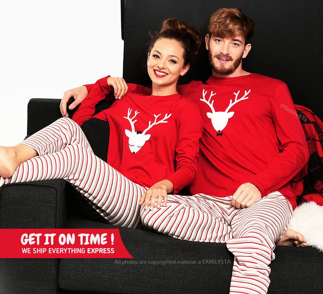 Christmas Couple Pajamas Matching Christmas Pajamas Xmas Etsy Couple Christmas Pajamas