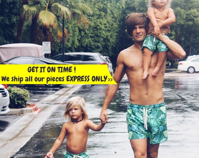 baby boy and dad matching swimwear