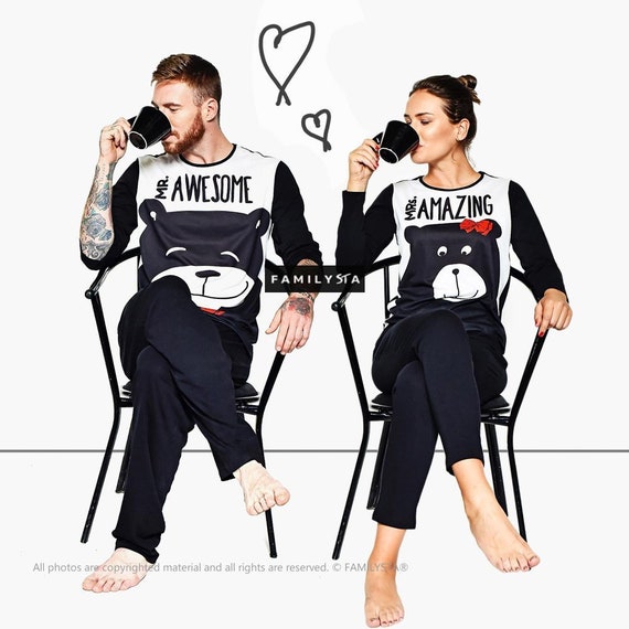 Valentine Couple Pajamas His And Hers Pajamas Matching Etsy