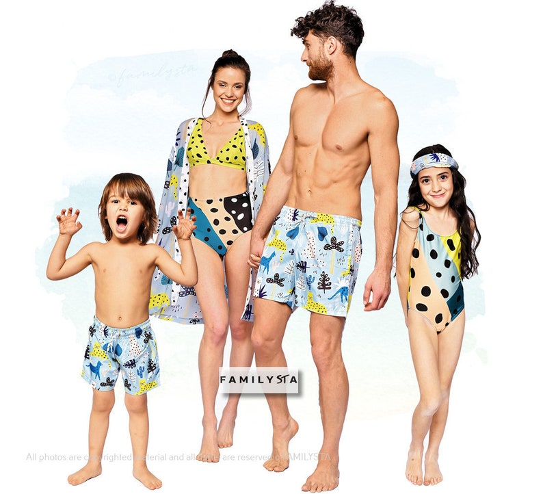 matching family bathers