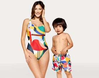 Mommy And Son Matching Swimsuit, Mother Son Swimwear, Mom And Boy Matching Bathing Suits, Boy Swim Shorts, Gift For Mom, Family Matching