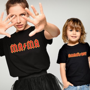 Mama Mama&#39;s Boy Matching Rock And Roll Shirts, Mom and Son Matching Set, Mommy and Me Outfits, Mother&#39;s Day Gift, Mama and Mini Matching