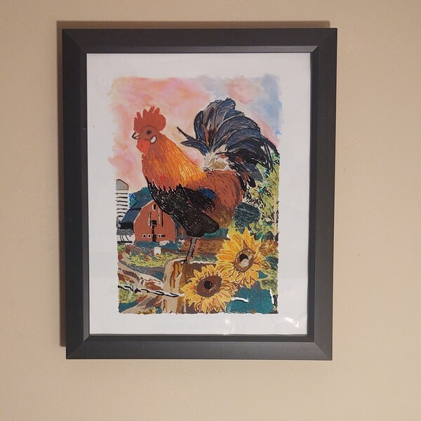 Rooster Framed Art Etsy