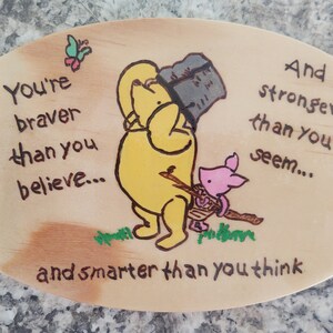 Woodburned, hand painted, Winnie the Pooh wall hanging, wall art, nursery art, new mom, new baby, baby shower gift