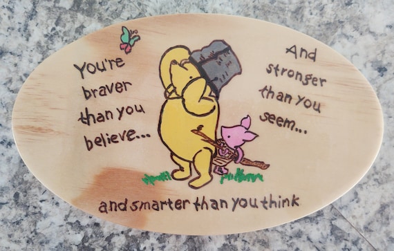 Woodburned, hand painted, Winnie the Pooh wall hanging, wall art, nursery art, new mom, new baby, baby shower gift