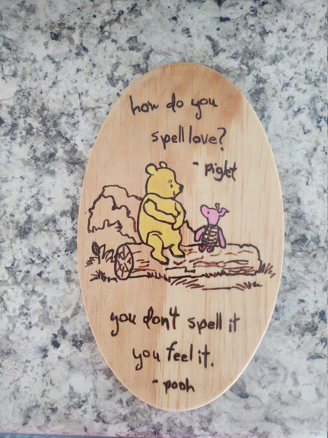 Woodburned, Hand Painted, Winnie the Pooh Wall Hanging, Wall Art