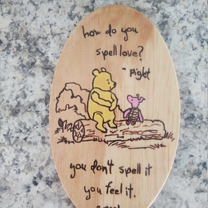 Woodburned, hand painted, Winnie the Pooh wall hanging, wall art, nursery art, new mom, new baby, baby shower gift