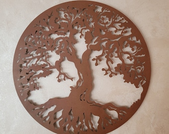 Rustieke metalen wanddecoratie met de Levensboom: Yggdrasil Decor