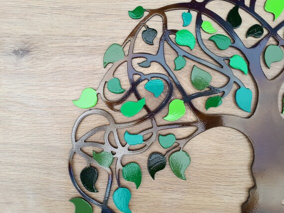 Celtic Design Metal Art 23.5/" Tree of Life Wall Decor Colored Leaves