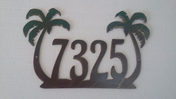 Palm Tree Metal House Number Sign Any Number Etsy