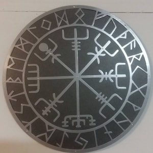Vegvísir Viking Compass, Metal Art ,Two Layered Sign, Wall Decor