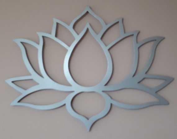 Garden Lotus Flower  Polished Steel Metal Wall Art  approx  24" wide by 14" tall 