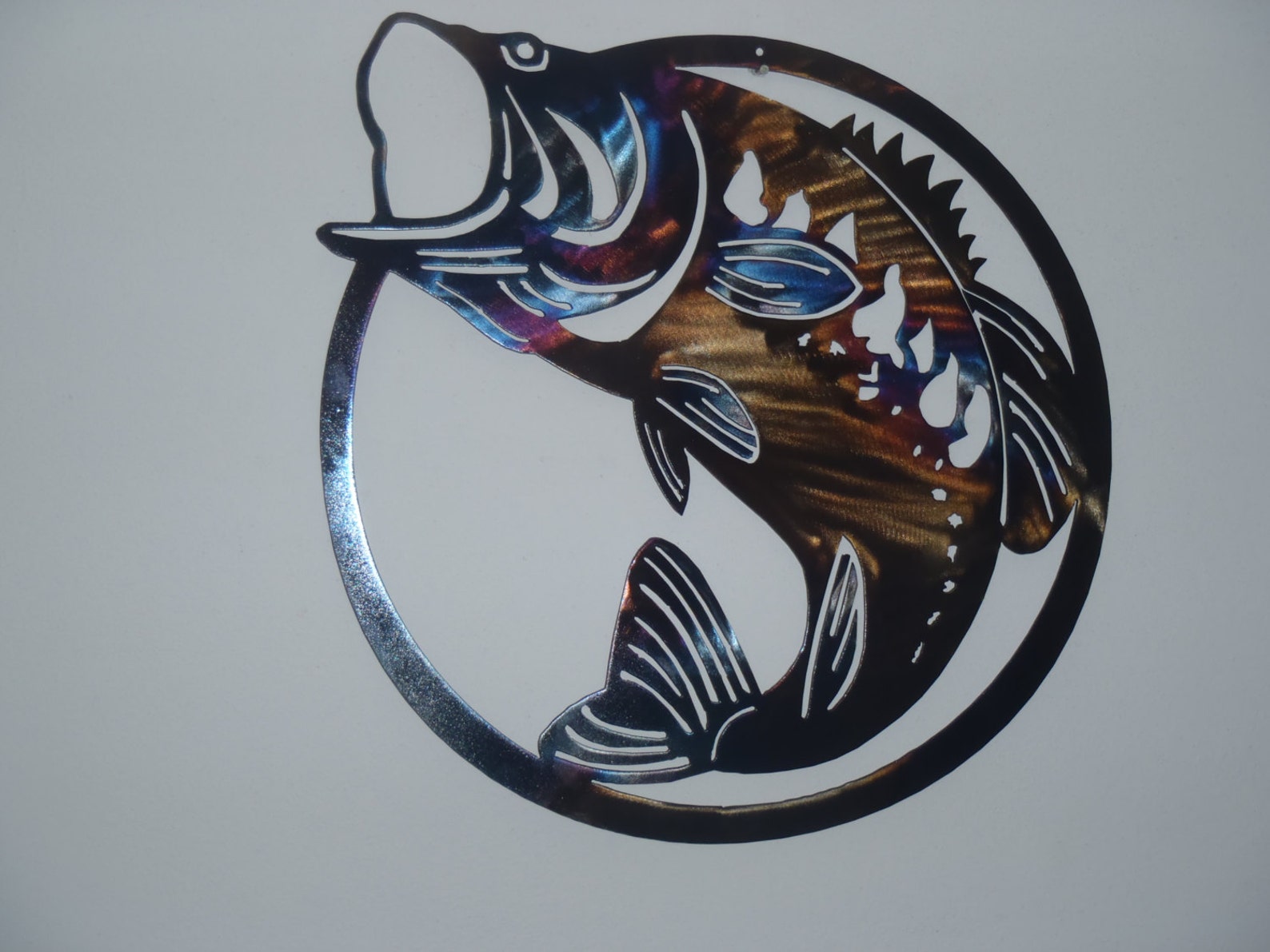 Largemouth Bass Metal Art HEAT COLORED 20 51 Cm Etsy
