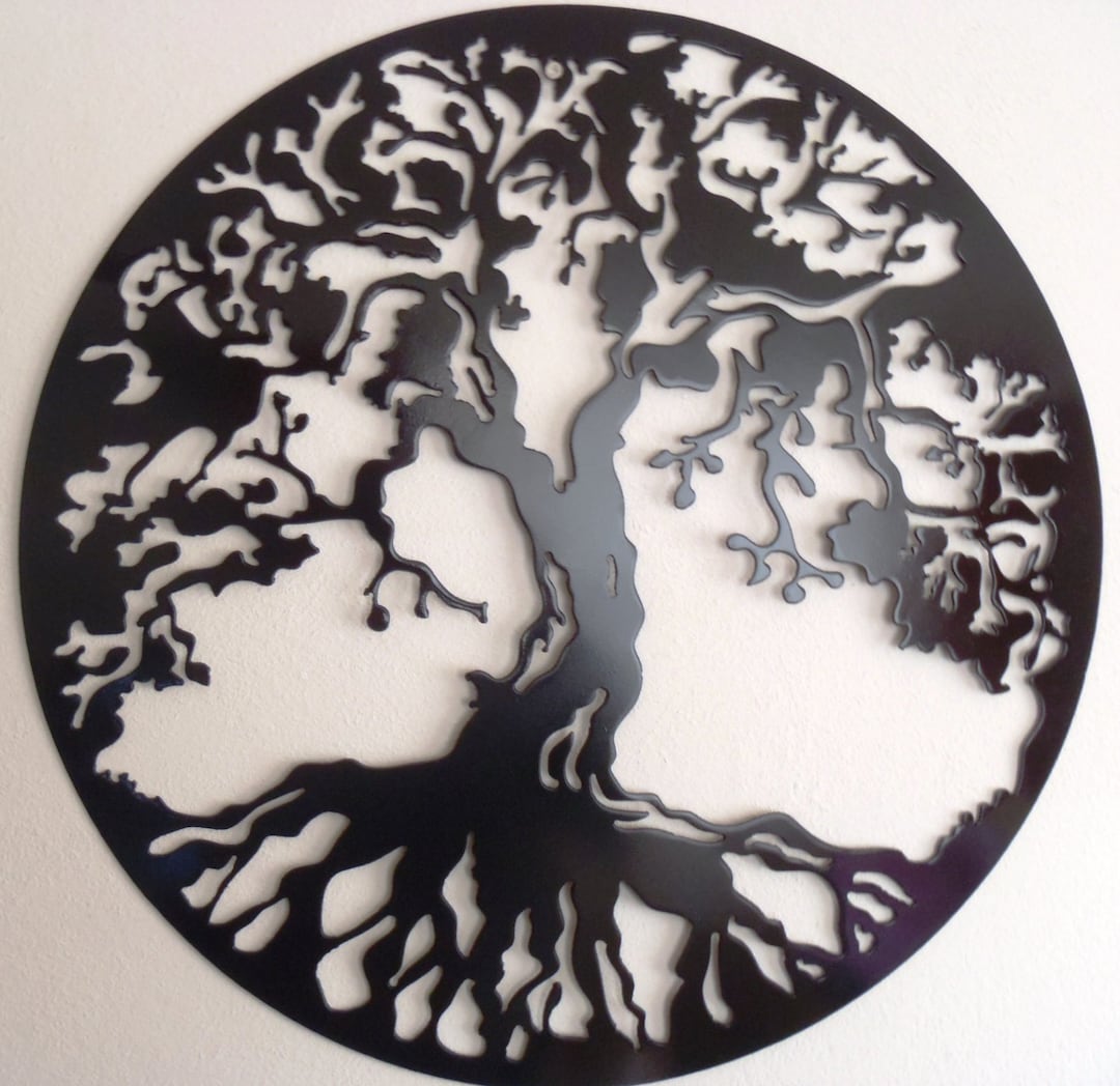Black Metal Tree of Life Wall Art: 70cm Round Focal Point Decor - Etsy