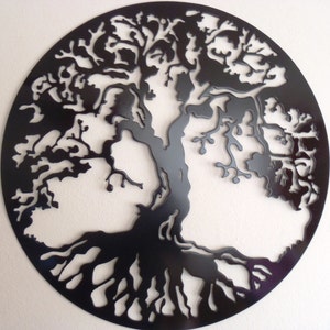 Black Tree Of Life Wall Art, Large Metal Art, Exterior Wall Decor, 40&quot; Tree Of Life Art, Round Metal Sign, Outdoor Decor, Yggdrasil Wall Art
