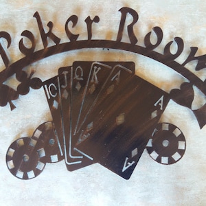 Metalen bord pokerruimte: antiek uiterlijk mangrotdecor (60 cm)