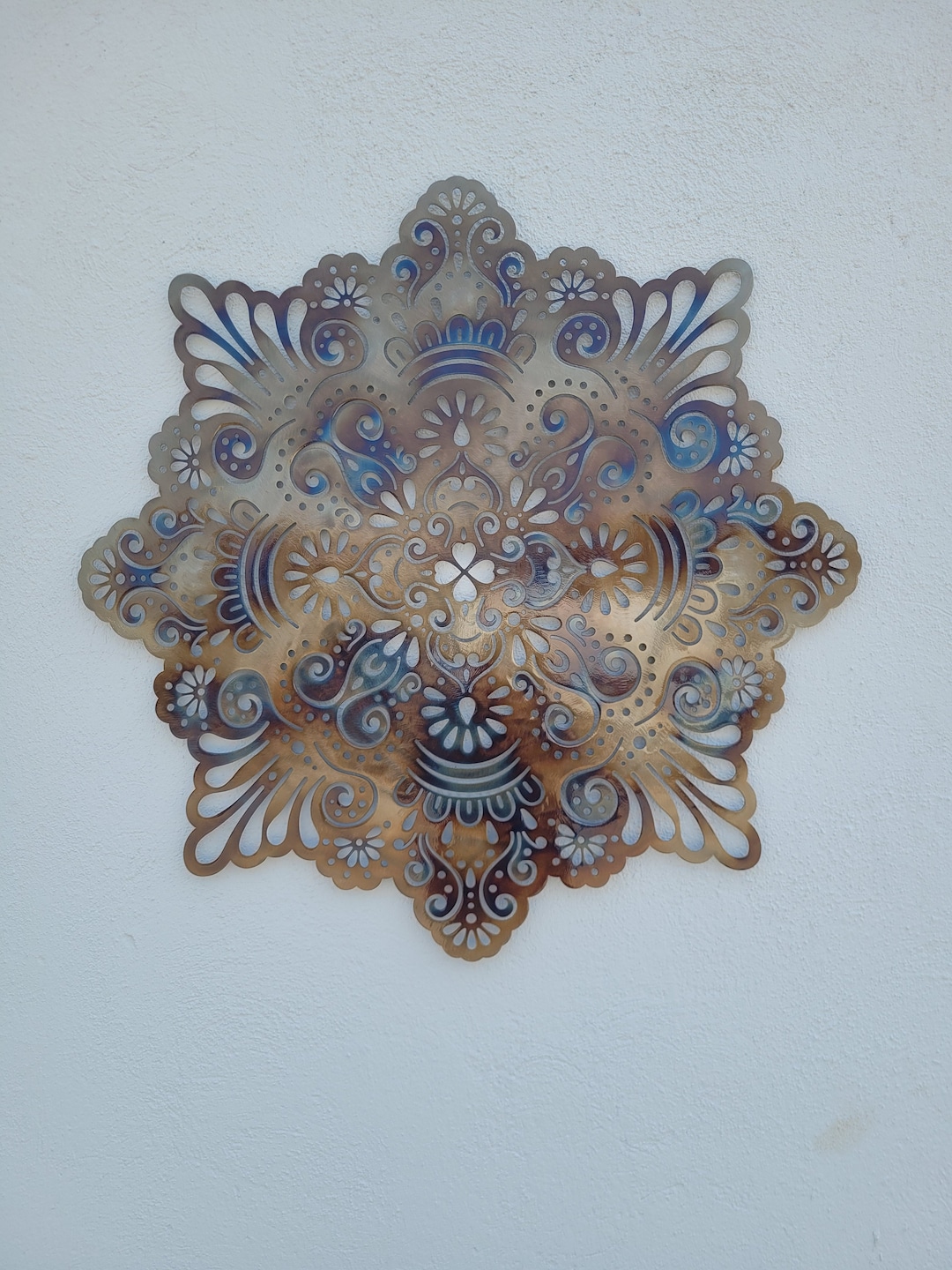 Heat Colored Mandala Metal Wall Art: Sacred Geometry Decor - Etsy