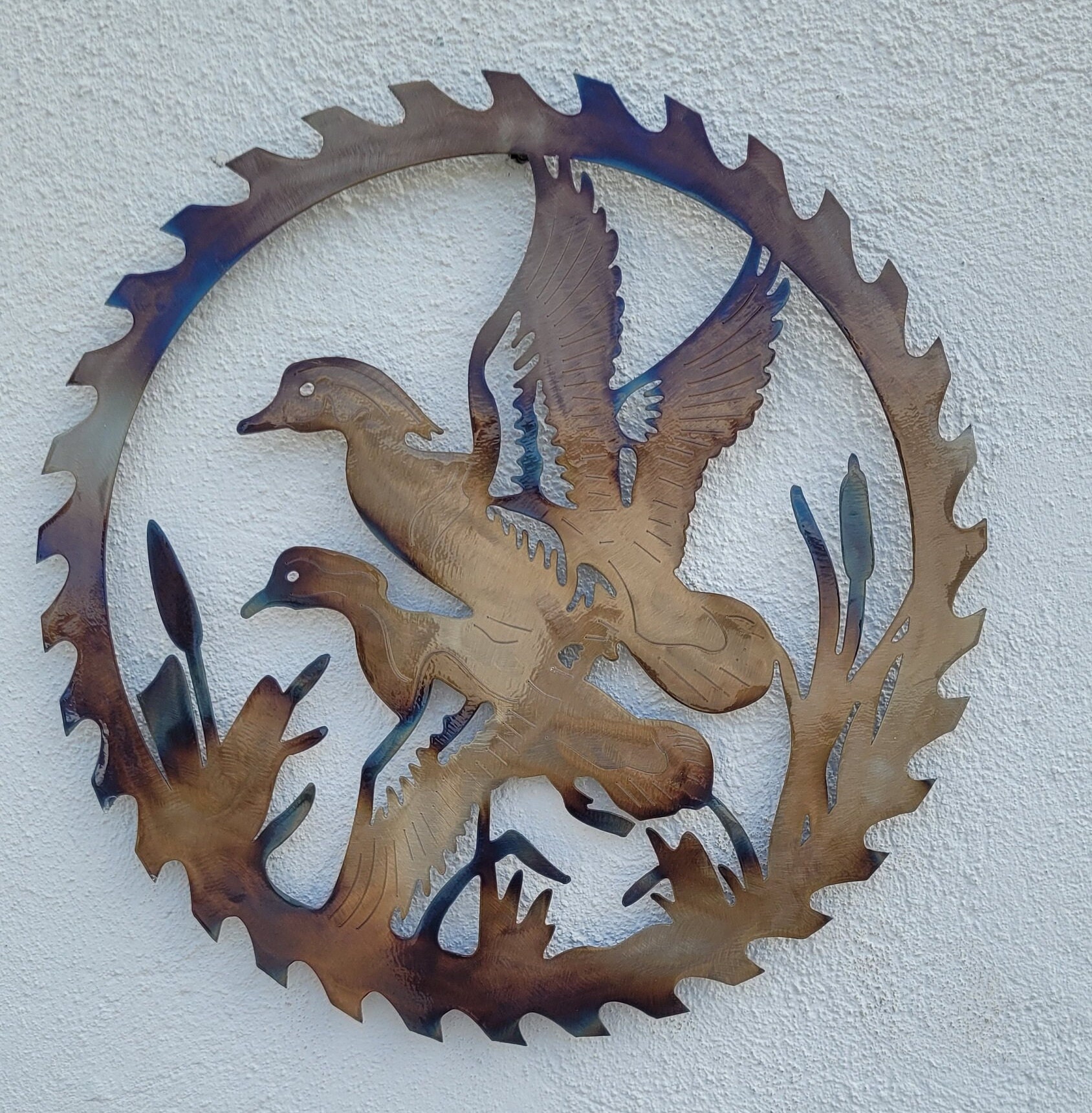 Sawblade with Duck Worlds Most Awesome Friend - Cedar Ornament Sawblade with Duck Worlds Most Awesome Friend - Cedar Ornament