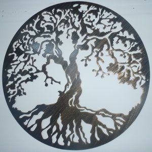 Tree Of Life Metal Wall Art, Antique Finish Artwork, 70cm Wall Hanging, Round Metal Sign, Exterior Wall Art, Outdoor & Garden, Laser Cut