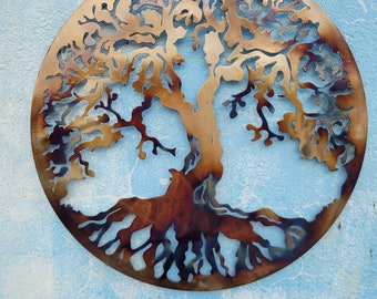 Elegant Laser Cut Metal Art: Tree of Life Wall Hanging (23.5&#39;&#39; - 60 cm) - Unique Home Decor